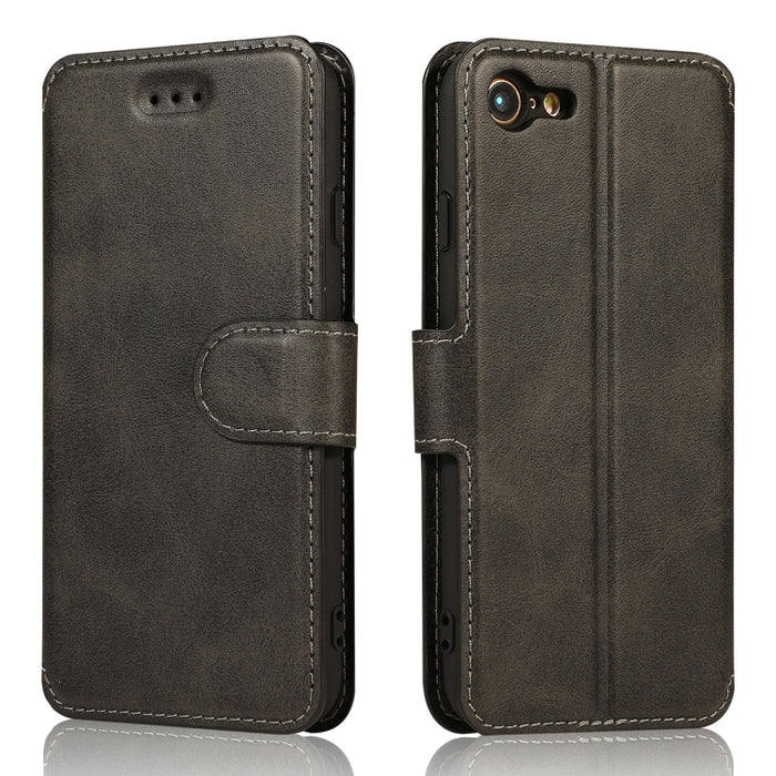 Funda de cuero con tapa horizontal y hebilla magnética con textura de becerro, con soporte y ranuras para tarjetas, billetera y marco de fotos