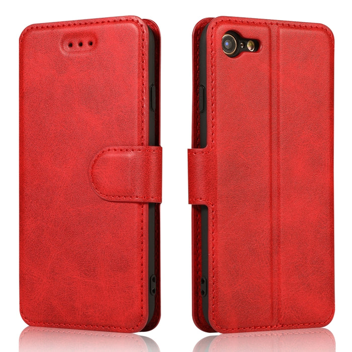 Funda de cuero con tapa horizontal y hebilla magnética con textura de becerro, con soporte y ranuras para tarjetas, billetera y marco de fotos