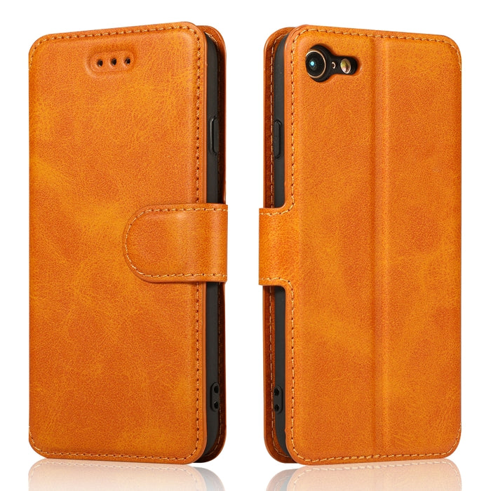 Funda de cuero con tapa horizontal y hebilla magnética con textura de becerro, con soporte y ranuras para tarjetas, billetera y marco de fotos