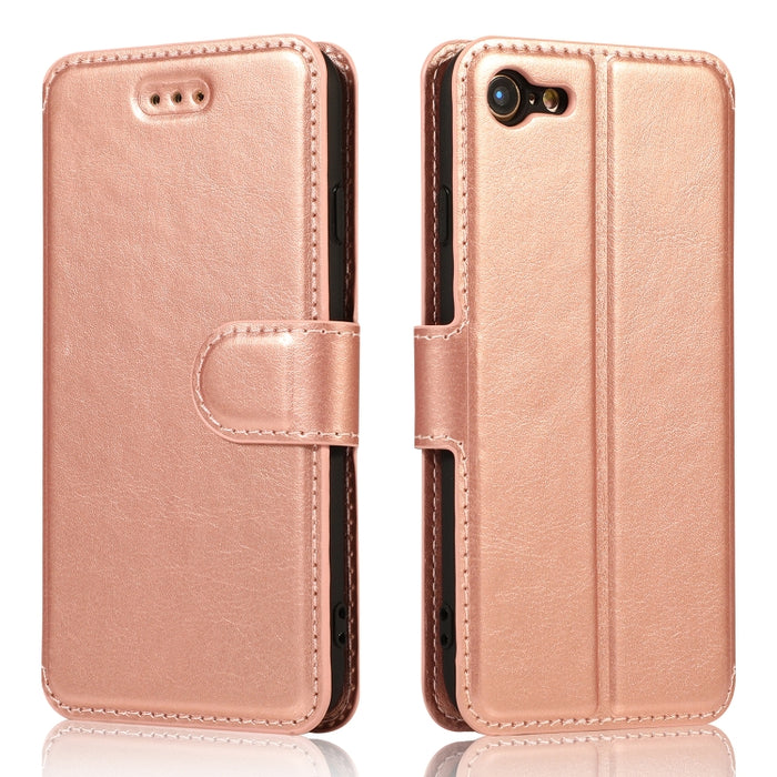 Funda de cuero con tapa horizontal y hebilla magnética con textura de becerro, con soporte y ranuras para tarjetas, billetera y marco de fotos