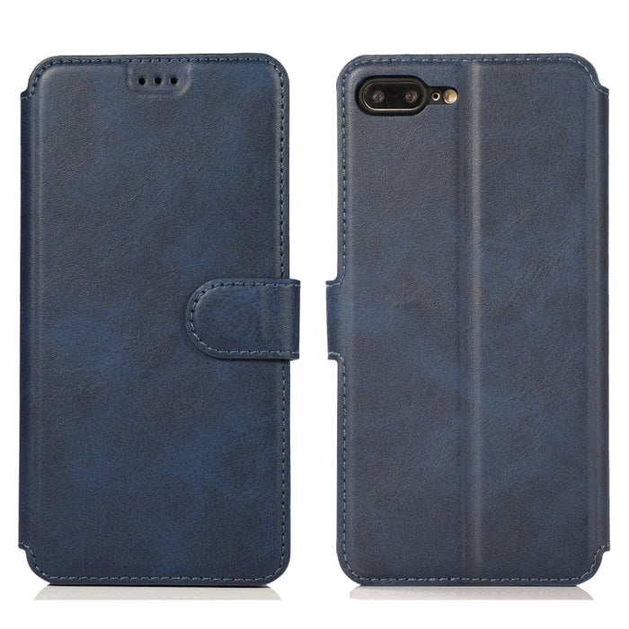 Funda de cuero con tapa horizontal y hebilla magnética con textura de becerro, con soporte y ranuras para tarjetas, billetera y marco de fotos