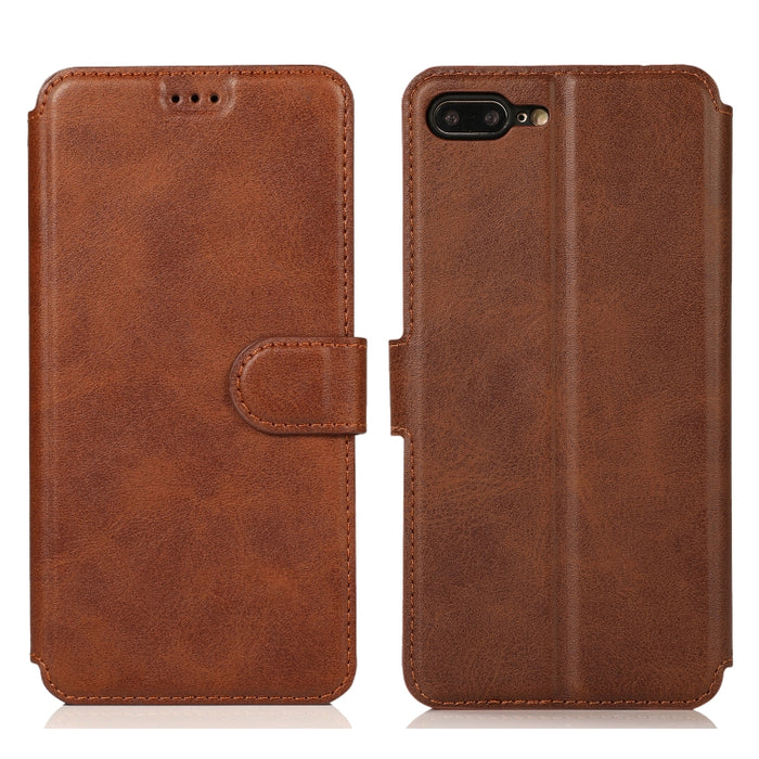 Funda de cuero con tapa horizontal y hebilla magnética con textura de becerro, con soporte y ranuras para tarjetas, billetera y marco de fotos