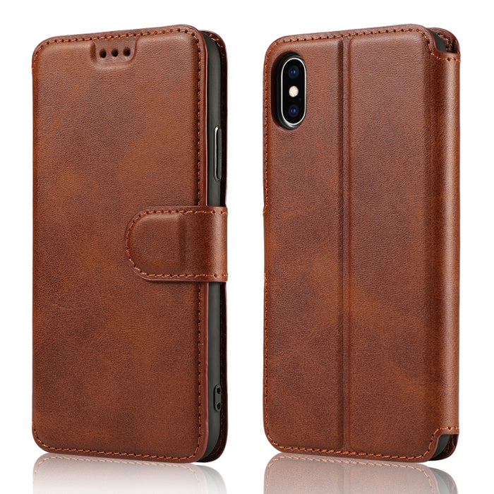 Funda de cuero con tapa horizontal y hebilla magnética con textura de becerro, con soporte y ranuras para tarjetas, billetera y marco de fotos