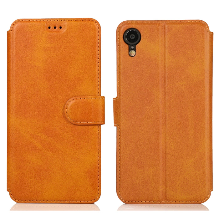 Funda de cuero con tapa horizontal y hebilla magnética con textura de becerro, con soporte y ranuras para tarjetas, billetera y marco de fotos