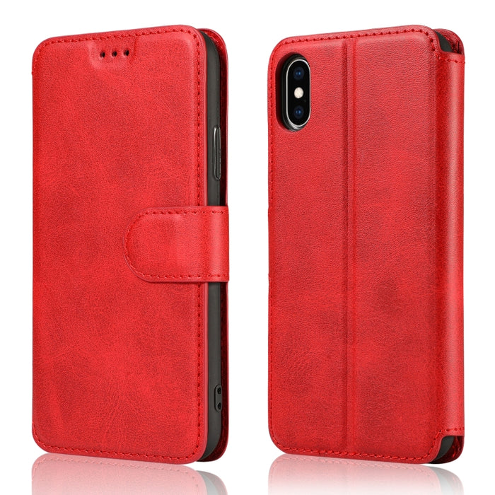 Funda de cuero con tapa horizontal y hebilla magnética con textura de becerro, con soporte y ranuras para tarjetas, billetera y marco de fotos