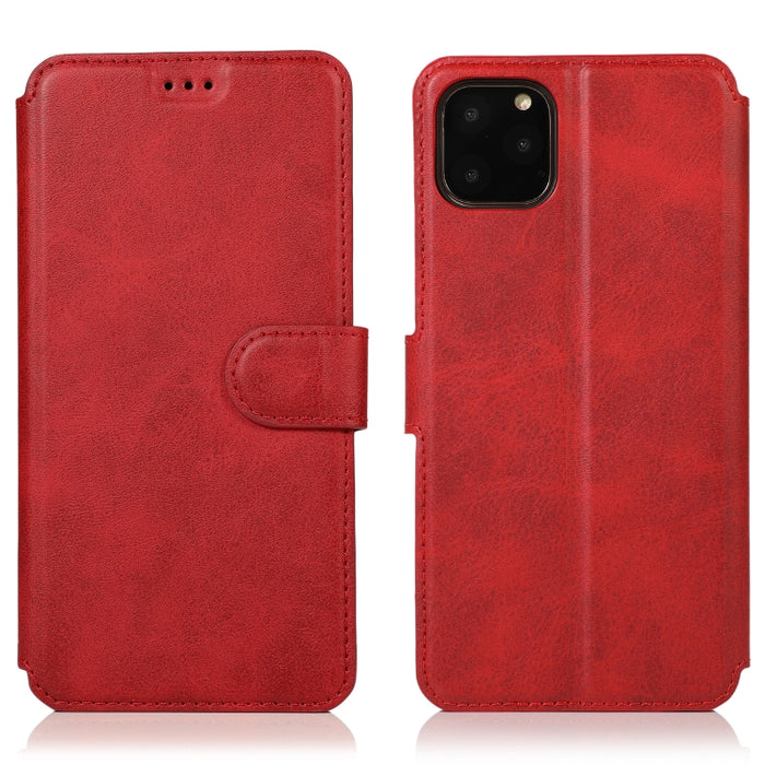 Funda de cuero con tapa horizontal y hebilla magnética con textura de becerro, con soporte y ranuras para tarjetas, billetera y marco de fotos