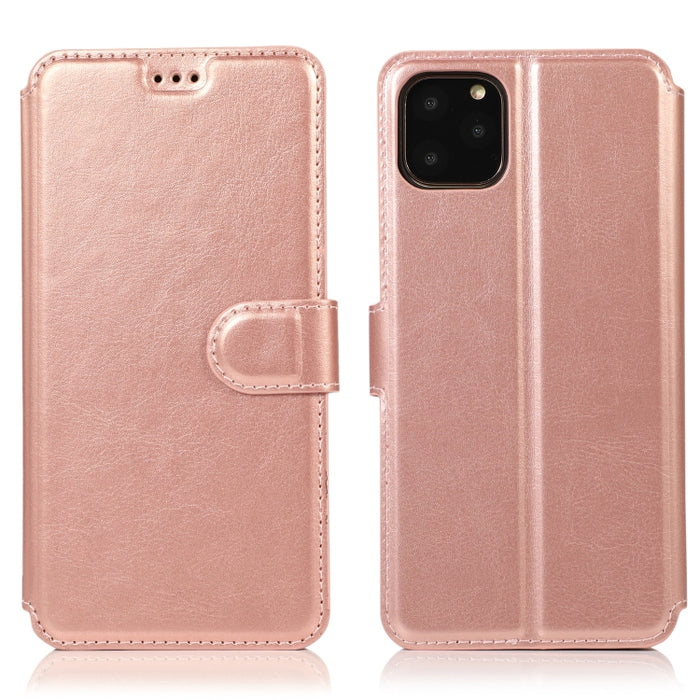 Funda de cuero con tapa horizontal y hebilla magnética con textura de becerro, con soporte y ranuras para tarjetas, billetera y marco de fotos