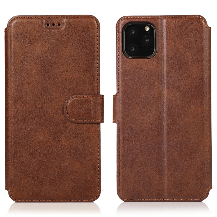 Funda de cuero con tapa horizontal y hebilla magnética con textura de becerro, con soporte y ranuras para tarjetas, billetera y marco de fotos