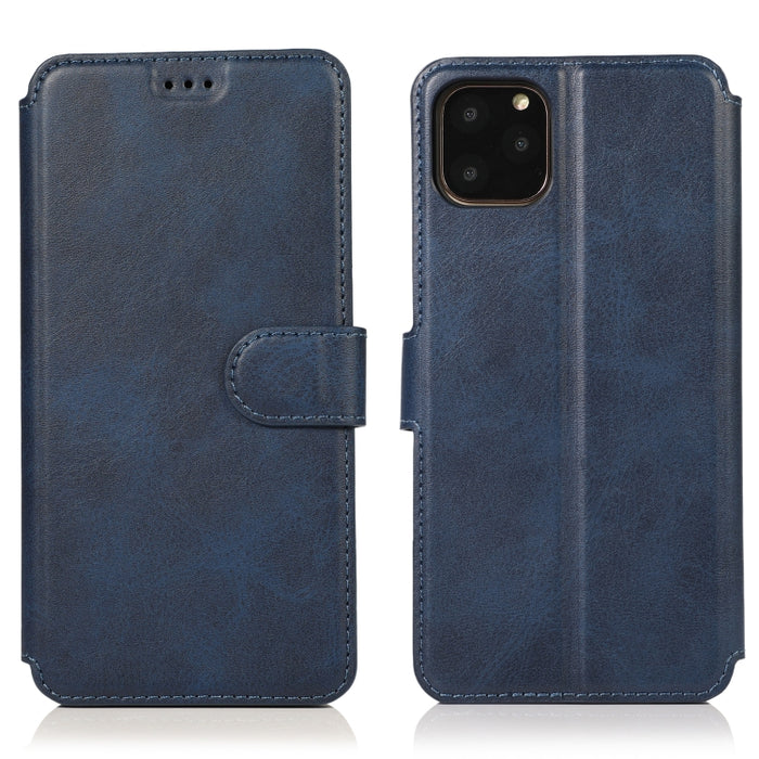 Funda de cuero con tapa horizontal y hebilla magnética con textura de becerro, con soporte y ranuras para tarjetas, billetera y marco de fotos