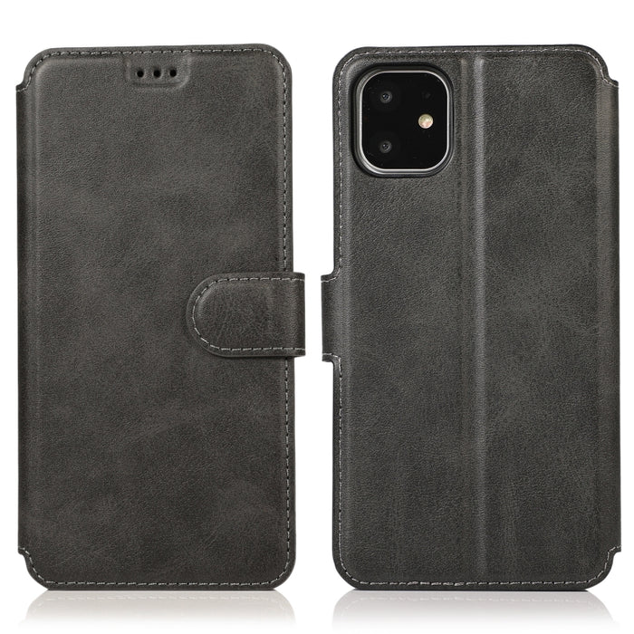 Funda de cuero con tapa horizontal y hebilla magnética con textura de becerro, con soporte y ranuras para tarjetas, billetera y marco de fotos