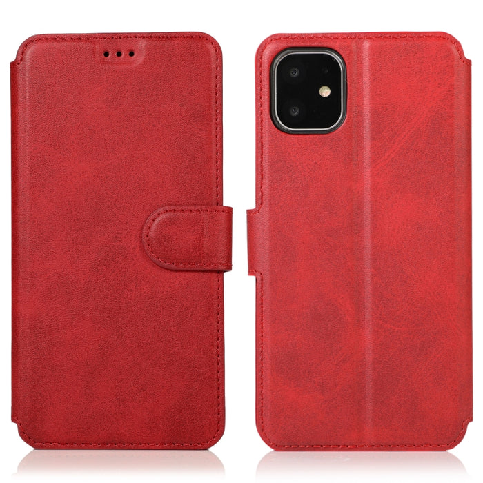 Funda de cuero con tapa horizontal y hebilla magnética con textura de becerro, con soporte y ranuras para tarjetas, billetera y marco de fotos