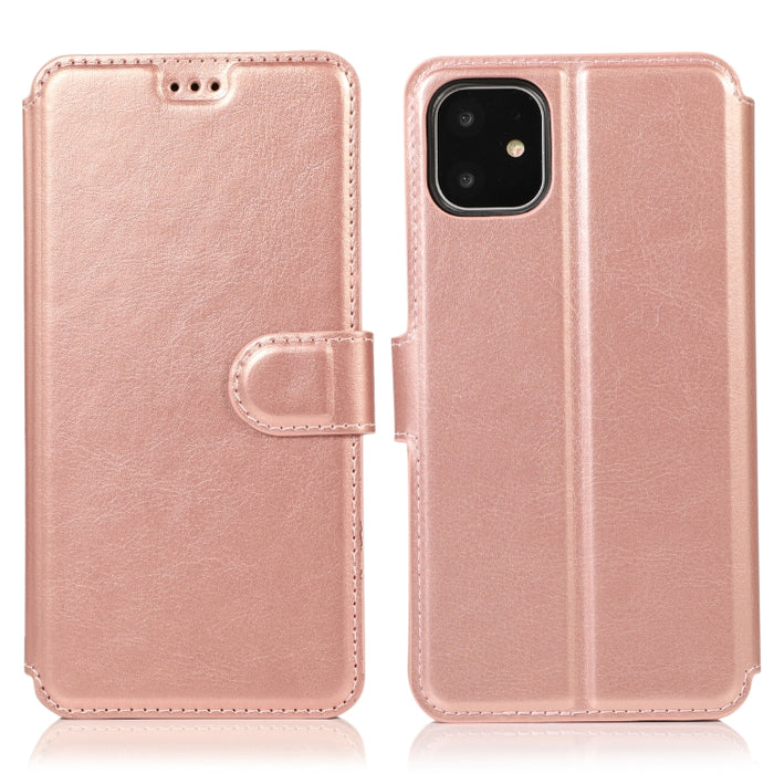 Funda de cuero con tapa horizontal y hebilla magnética con textura de becerro, con soporte y ranuras para tarjetas, billetera y marco de fotos