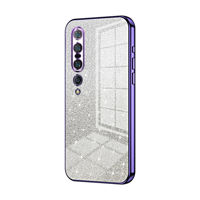 Caja de teléfono galvanizada con polvo de brillo degradado, For Xiaomi Mi 10 Ultra, For Xiaomi Mi 10 Pro 5G, For Xiaomi Mi 10 5G, For Xiaomi Mi CC9 Pro / Mi Note 10, For Xiaomi Mi CC9e / Mi A3, For Xiaomi Mi 9
