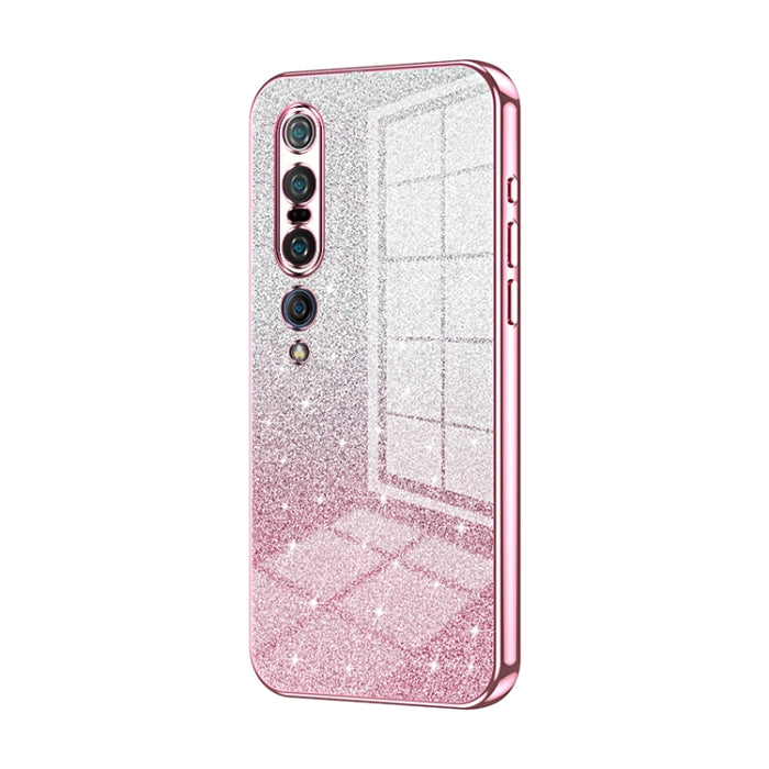 Caja de teléfono galvanizada con polvo de brillo degradado, For Xiaomi Mi 10 Ultra, For Xiaomi Mi 10 Pro 5G, For Xiaomi Mi 10 5G, For Xiaomi Mi CC9 Pro / Mi Note 10, For Xiaomi Mi CC9e / Mi A3, For Xiaomi Mi 9
