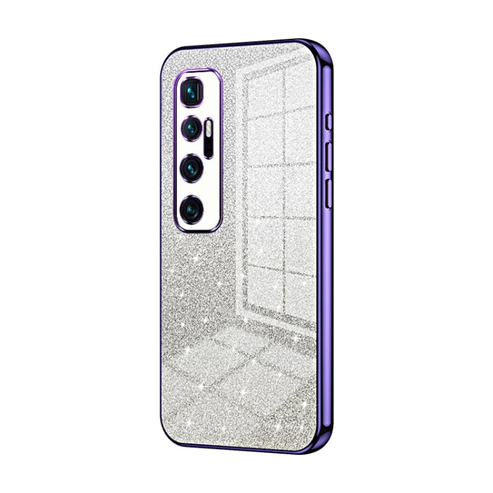 Caja de teléfono galvanizada con polvo de brillo degradado, For Xiaomi Mi 10 Ultra, For Xiaomi Mi 10 Pro 5G, For Xiaomi Mi 10 5G, For Xiaomi Mi CC9 Pro / Mi Note 10, For Xiaomi Mi CC9e / Mi A3, For Xiaomi Mi 9