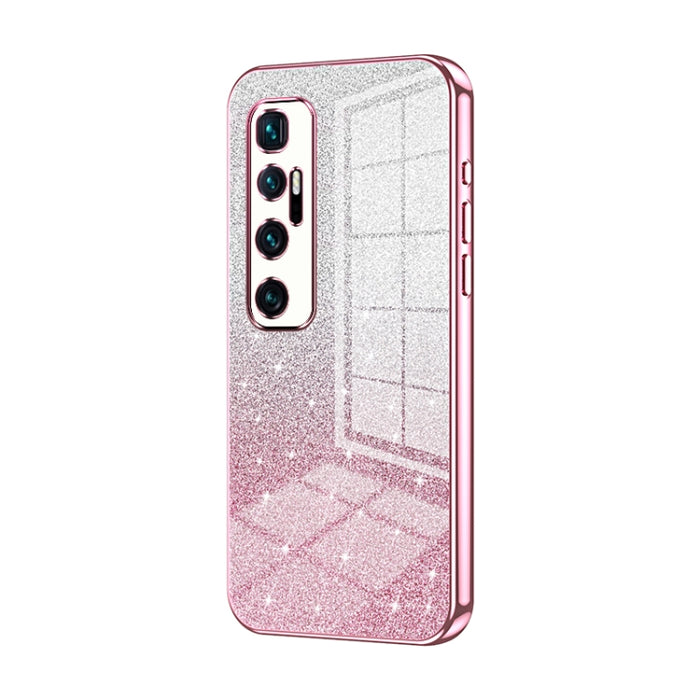 Caja de teléfono galvanizada con polvo de brillo degradado, For Xiaomi Mi 10 Ultra, For Xiaomi Mi 10 Pro 5G, For Xiaomi Mi 10 5G, For Xiaomi Mi CC9 Pro / Mi Note 10, For Xiaomi Mi CC9e / Mi A3, For Xiaomi Mi 9