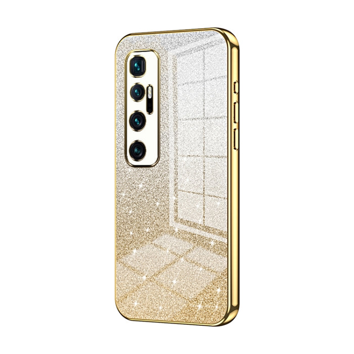 Caja de teléfono galvanizada con polvo de brillo degradado, For Xiaomi Mi 10 Ultra, For Xiaomi Mi 10 Pro 5G, For Xiaomi Mi 10 5G, For Xiaomi Mi CC9 Pro / Mi Note 10, For Xiaomi Mi CC9e / Mi A3, For Xiaomi Mi 9
