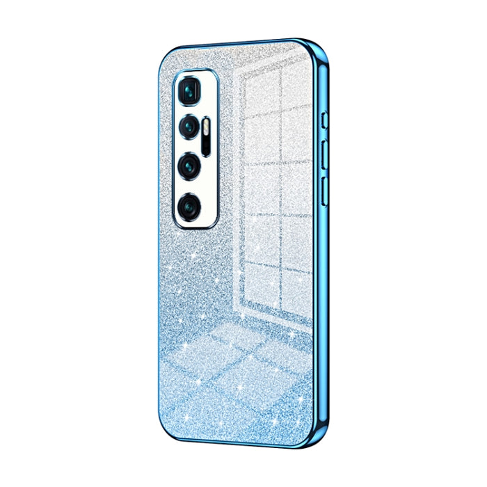 Caja de teléfono galvanizada con polvo de brillo degradado, For Xiaomi Mi 10 Ultra, For Xiaomi Mi 10 Pro 5G, For Xiaomi Mi 10 5G, For Xiaomi Mi CC9 Pro / Mi Note 10, For Xiaomi Mi CC9e / Mi A3, For Xiaomi Mi 9
