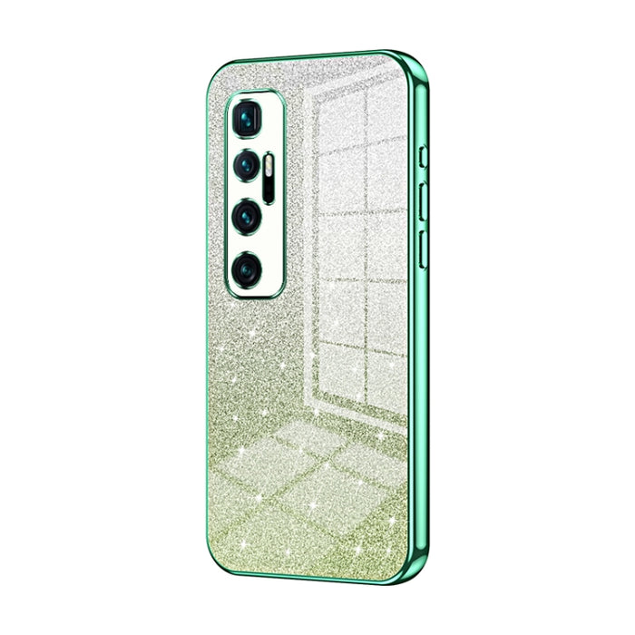 Caja de teléfono galvanizada con polvo de brillo degradado, For Xiaomi Mi 10 Ultra, For Xiaomi Mi 10 Pro 5G, For Xiaomi Mi 10 5G, For Xiaomi Mi CC9 Pro / Mi Note 10, For Xiaomi Mi CC9e / Mi A3, For Xiaomi Mi 9
