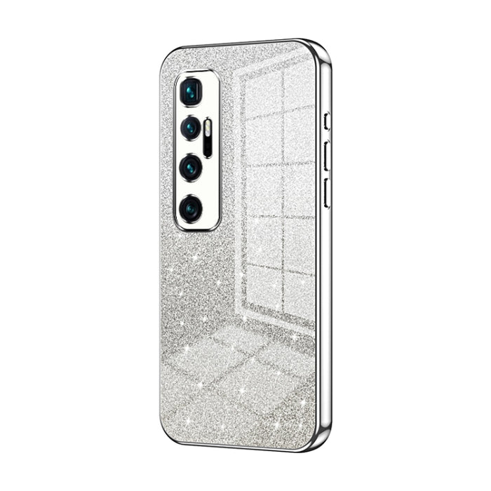 Caja de teléfono galvanizada con polvo de brillo degradado, For Xiaomi Mi 10 Ultra, For Xiaomi Mi 10 Pro 5G, For Xiaomi Mi 10 5G, For Xiaomi Mi CC9 Pro / Mi Note 10, For Xiaomi Mi CC9e / Mi A3, For Xiaomi Mi 9