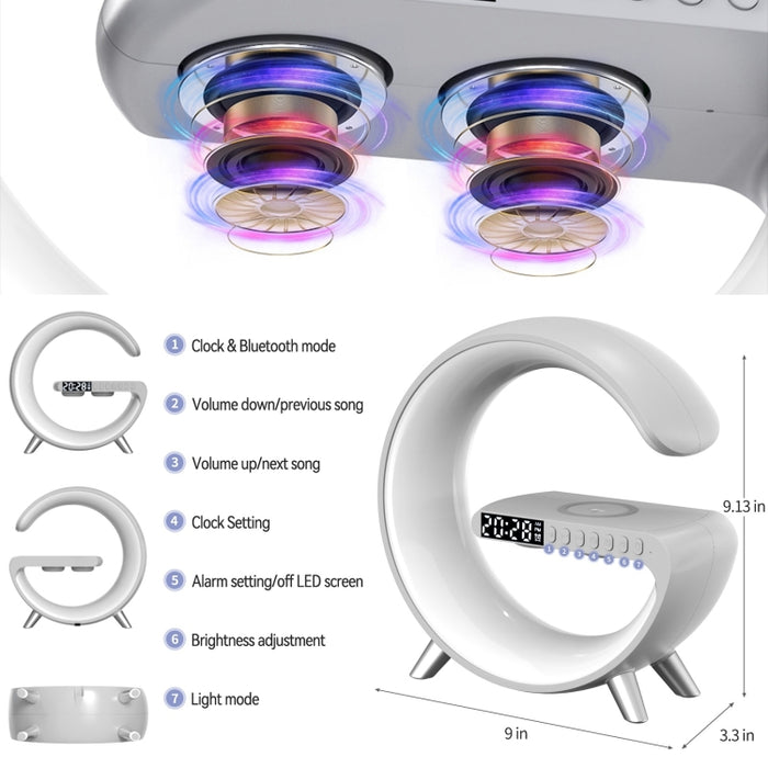 Altavoz Bluetooth inteligente N69-1 con cargador inalámbrico, despertador y luz ambiental, Support APP, Without APP