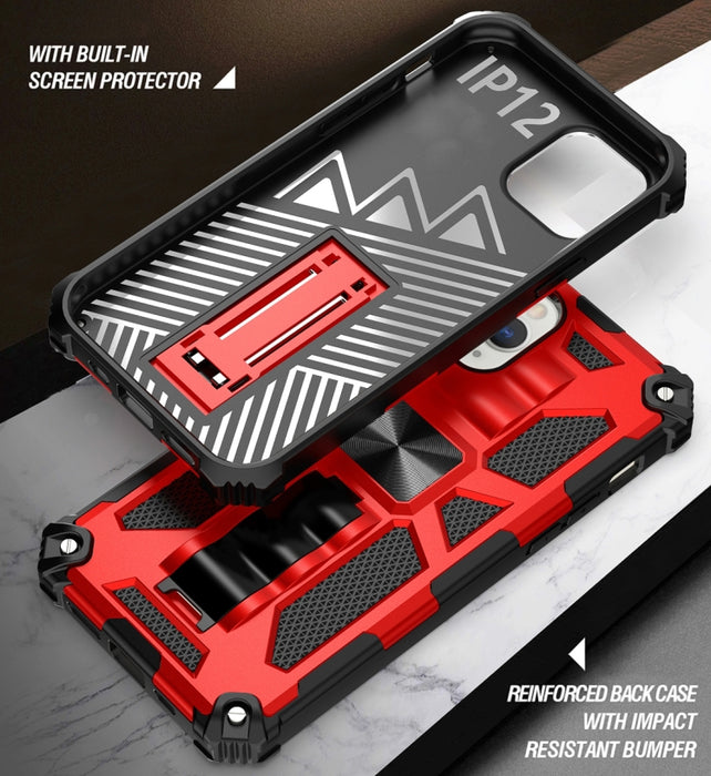Estuche protector magnético Armor a prueba de golpes TPU + PC con soporte, For iPhone 12 / 12 Pro, For iPhone 12 Pro Max