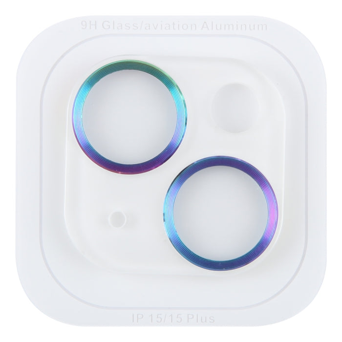 Película de cámara trasera con textura de CD de vidrio templado, For iPhone 15 Plus / 15