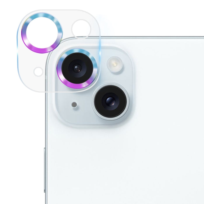 Película de cámara trasera con textura de CD de vidrio templado, For iPhone 15 Plus / 15