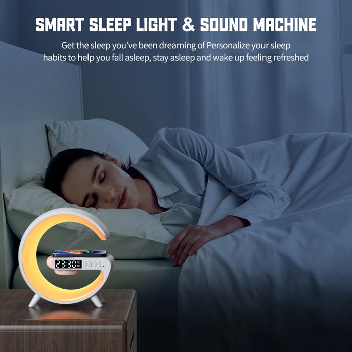 G69 G Forma Altavoz Bluetooth Inteligente Soporte Cargador Inalámbrico y Despertador y Luz De Despertador, G69 (Black), G69 (White)