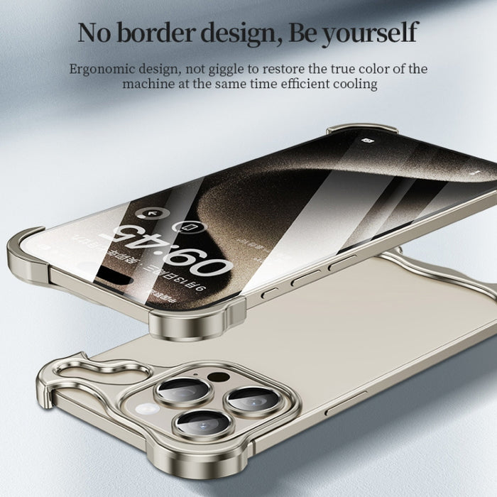 Caja del teléfono del cojín de la esquina del metal sin marco con la película de la lente, For iPhone 15 Pro Max, For iPhone 15 Pro, For iPhone 15 Plus, For iPhone 15, For iPhone 14 Plus, For iPhone 14, For iPhone 14 Pro, For iPhone 14 Pro Max         ...