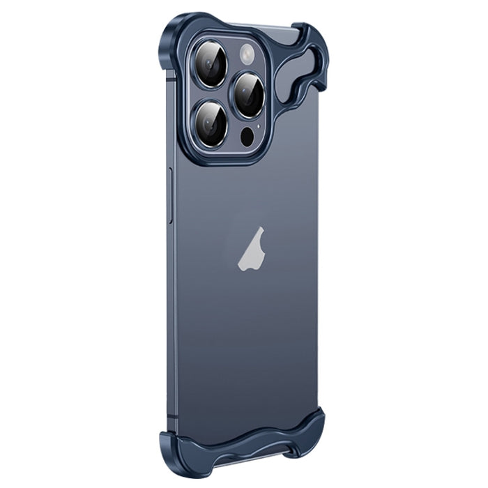 Caja del teléfono del cojín de la esquina del metal sin marco con la película de la lente, For iPhone 15 Pro Max, For iPhone 15 Pro, For iPhone 15 Plus, For iPhone 15, For iPhone 14 Plus, For iPhone 14, For iPhone 14 Pro, For iPhone 14 Pro Max         ...