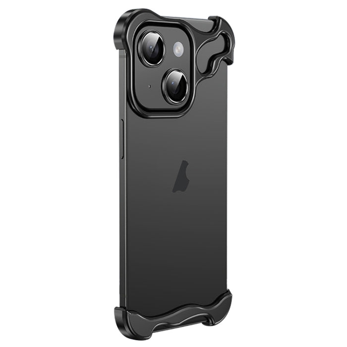 Caja del teléfono del cojín de la esquina del metal sin marco con la película de la lente, For iPhone 15 Pro Max, For iPhone 15 Pro, For iPhone 15 Plus, For iPhone 15, For iPhone 14 Plus, For iPhone 14, For iPhone 14 Pro, For iPhone 14 Pro Max         ...