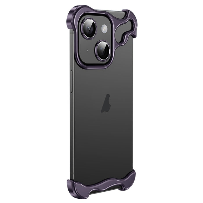 Caja del teléfono del cojín de la esquina del metal sin marco con la película de la lente, For iPhone 15 Pro Max, For iPhone 15 Pro, For iPhone 15 Plus, For iPhone 15, For iPhone 14 Plus, For iPhone 14, For iPhone 14 Pro, For iPhone 14 Pro Max         ...