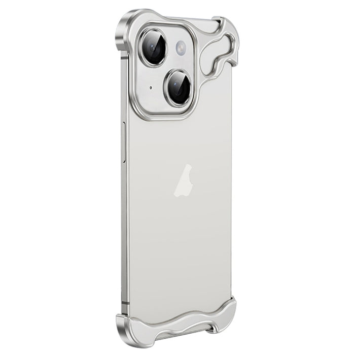 Caja del teléfono del cojín de la esquina del metal sin marco con la película de la lente, For iPhone 15 Pro Max, For iPhone 15 Pro, For iPhone 15 Plus, For iPhone 15, For iPhone 14 Plus, For iPhone 14, For iPhone 14 Pro, For iPhone 14 Pro Max         ...