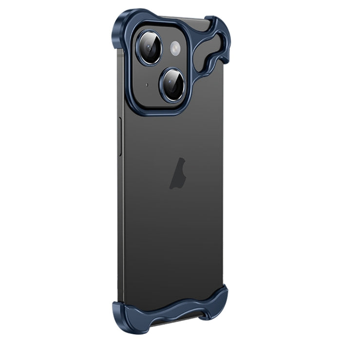 Caja del teléfono del cojín de la esquina del metal sin marco con la película de la lente, For iPhone 15 Pro Max, For iPhone 15 Pro, For iPhone 15 Plus, For iPhone 15, For iPhone 14 Plus, For iPhone 14, For iPhone 14 Pro, For iPhone 14 Pro Max         ...