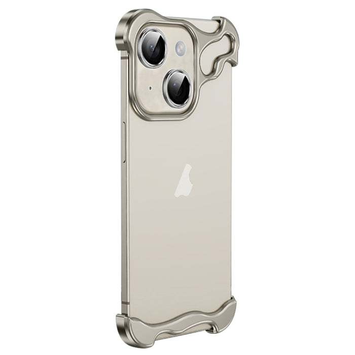 Caja del teléfono del cojín de la esquina del metal sin marco con la película de la lente, For iPhone 15 Pro Max, For iPhone 15 Pro, For iPhone 15 Plus, For iPhone 15, For iPhone 14 Plus, For iPhone 14, For iPhone 14 Pro, For iPhone 14 Pro Max         ...