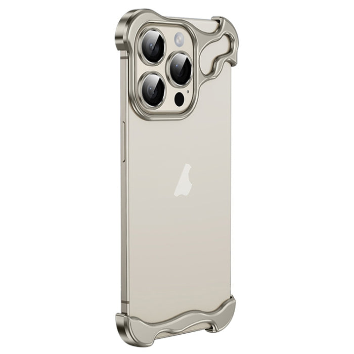 Caja del teléfono del cojín de la esquina del metal sin marco con la película de la lente, For iPhone 15 Pro Max, For iPhone 15 Pro, For iPhone 15 Plus, For iPhone 15, For iPhone 14 Plus, For iPhone 14, For iPhone 14 Pro, For iPhone 14 Pro Max         ...