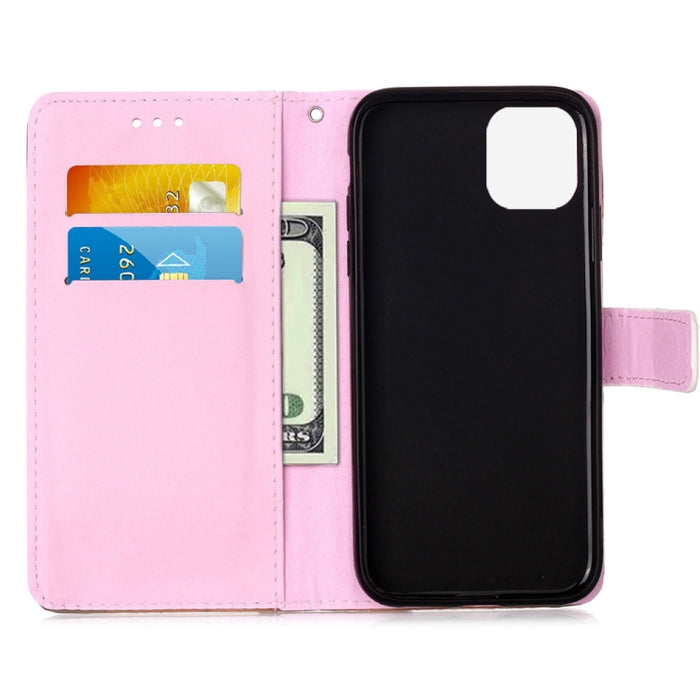 Estuche de cuero de textura plana pintada con cordón y ranura para tarjeta y billetera y soporte, For iPhone 12 mini, For iPhone 12 / 12 Pro, For iPhone 12 Pro Max