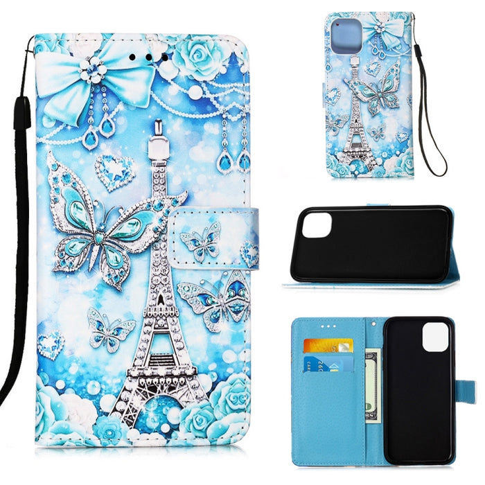 Estuche de cuero de textura plana pintada con cordón y ranura para tarjeta y billetera y soporte, For iPhone 12 mini, For iPhone 12 / 12 Pro, For iPhone 12 Pro Max