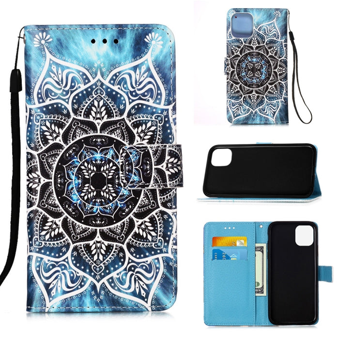 Estuche de cuero de textura plana pintada con cordón y ranura para tarjeta y billetera y soporte, For iPhone 12 mini, For iPhone 12 / 12 Pro, For iPhone 12 Pro Max