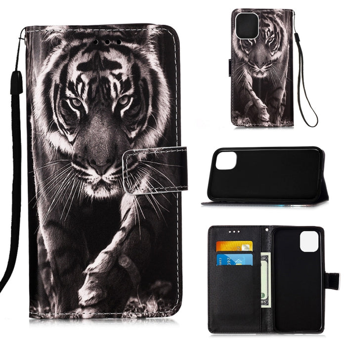 Estuche de cuero de textura plana pintada con cordón y ranura para tarjeta y billetera y soporte, For iPhone 12 mini, For iPhone 12 / 12 Pro, For iPhone 12 Pro Max