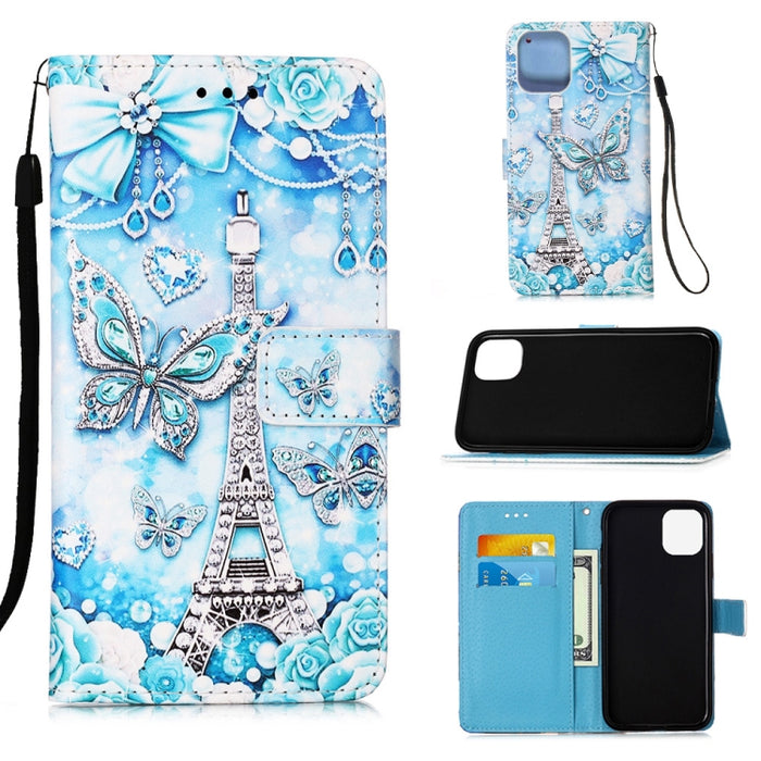 Estuche de cuero de textura plana pintada con cordón y ranura para tarjeta y billetera y soporte, For iPhone 12 mini, For iPhone 12 / 12 Pro, For iPhone 12 Pro Max