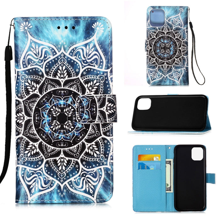 Estuche de cuero de textura plana pintada con cordón y ranura para tarjeta y billetera y soporte, For iPhone 12 mini, For iPhone 12 / 12 Pro, For iPhone 12 Pro Max
