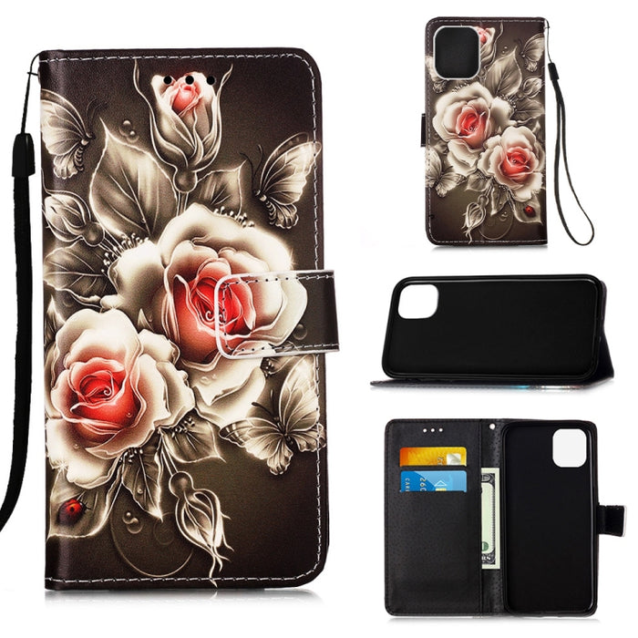 Estuche de cuero de textura plana pintada con cordón y ranura para tarjeta y billetera y soporte, For iPhone 12 mini, For iPhone 12 / 12 Pro, For iPhone 12 Pro Max