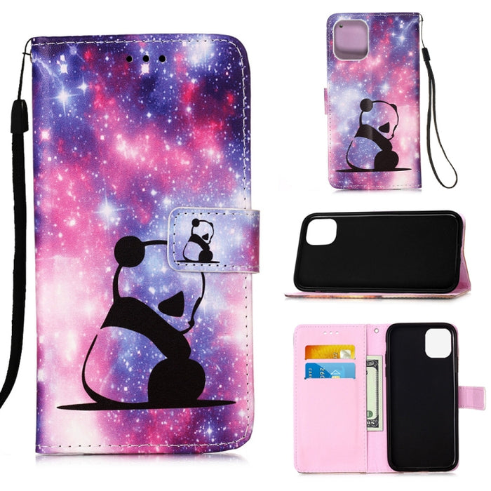 Estuche de cuero de textura plana pintada con cordón y ranura para tarjeta y billetera y soporte, For iPhone 12 mini, For iPhone 12 / 12 Pro, For iPhone 12 Pro Max