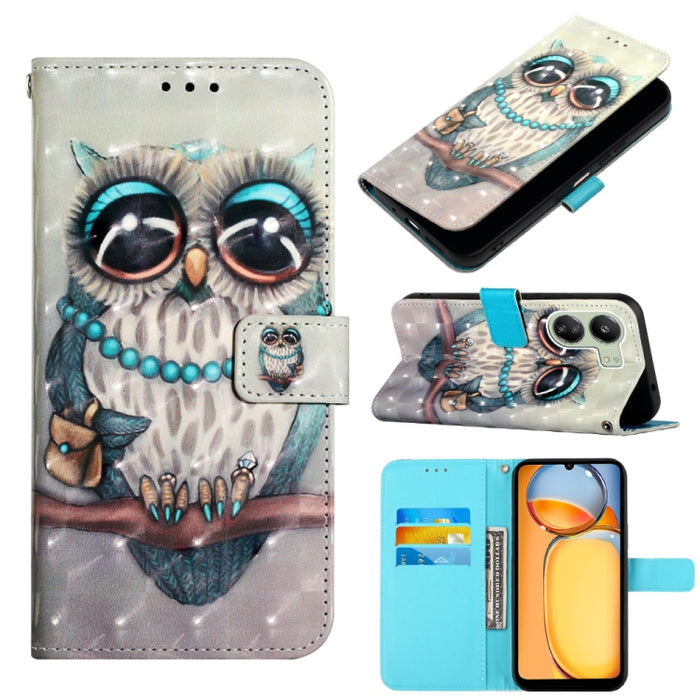 Caja del teléfono del cuero del tirón horizontal de la pintura 3D, For Xiaomi Redmi 13 4G, For Xiaomi Poco M6 Pro 4G, For Xiaomi Redmi A3, For Xiaomi Redmi Note 13 Pro 4G Global, For Xiaomi Redmi Note 13 4G Global, For Xiaomi Redmi K70E                ...