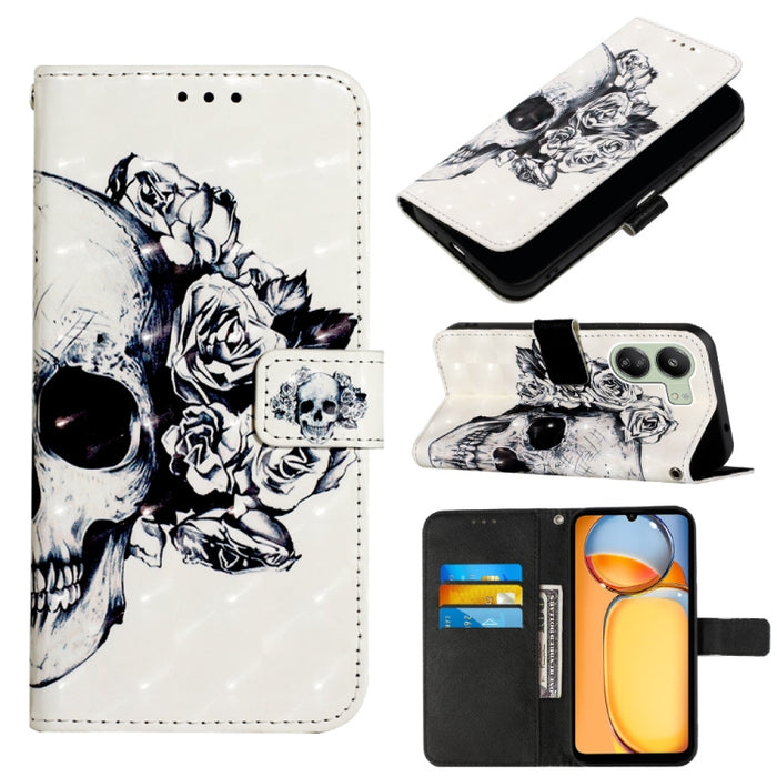 Caja del teléfono del cuero del tirón horizontal de la pintura 3D, For Xiaomi Redmi 13 4G, For Xiaomi Poco M6 Pro 4G, For Xiaomi Redmi A3, For Xiaomi Redmi Note 13 Pro 4G Global, For Xiaomi Redmi Note 13 4G Global, For Xiaomi Redmi K70E                ...
