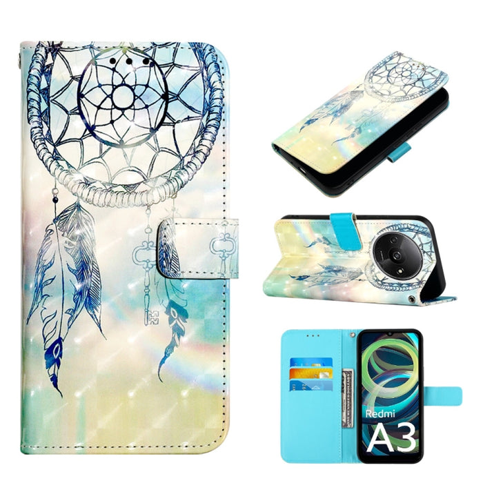 Caja del teléfono del cuero del tirón horizontal de la pintura 3D, For Xiaomi Redmi 13 4G, For Xiaomi Poco M6 Pro 4G, For Xiaomi Redmi A3, For Xiaomi Redmi Note 13 Pro 4G Global, For Xiaomi Redmi Note 13 4G Global, For Xiaomi Redmi K70E                ...