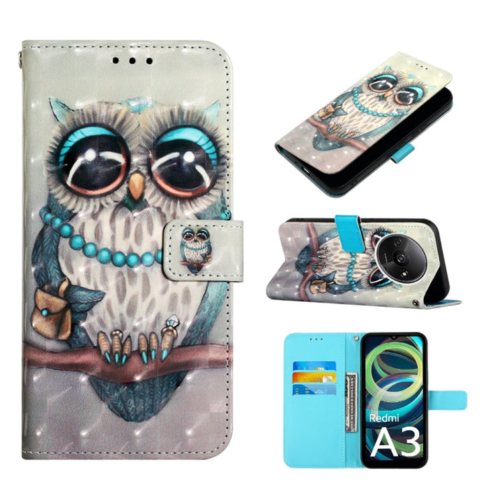 Caja del teléfono del cuero del tirón horizontal de la pintura 3D, For Xiaomi Redmi 13 4G, For Xiaomi Poco M6 Pro 4G, For Xiaomi Redmi A3, For Xiaomi Redmi Note 13 Pro 4G Global, For Xiaomi Redmi Note 13 4G Global, For Xiaomi Redmi K70E                ...
