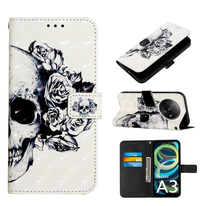 Caja del teléfono del cuero del tirón horizontal de la pintura 3D, For Xiaomi Redmi 13 4G, For Xiaomi Poco M6 Pro 4G, For Xiaomi Redmi A3, For Xiaomi Redmi Note 13 Pro 4G Global, For Xiaomi Redmi Note 13 4G Global, For Xiaomi Redmi K70E                ...